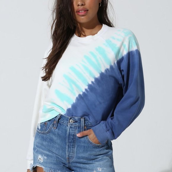 NWT- Electric & Rose Indigo & Opal Tie-Dye Echo Ronan Raglan Sweatshirt -XS. - Picture 1 of 6